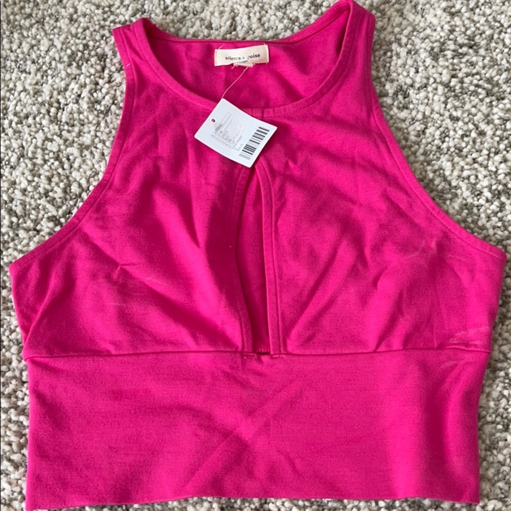 Pink slit front (shows cleveage) crop top from UO